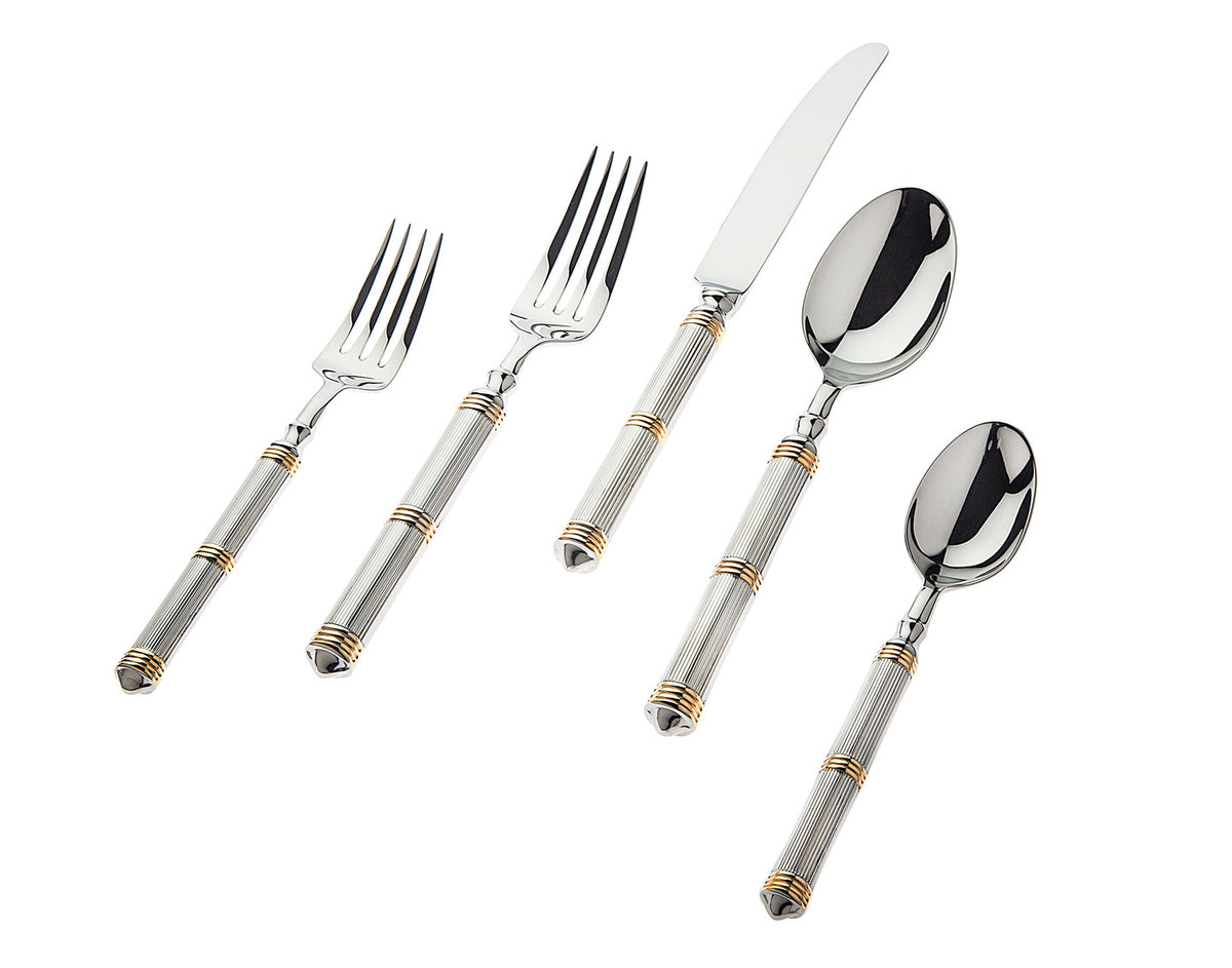 Castello Mirrored Gold 18/10 Stainless Steel 20 Piece Flatware Set, Se